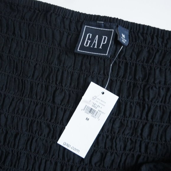 Gap Square Neck Black Smocked Tie Strap Tank Top Size Medium - Picture 6 of 13